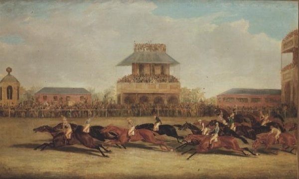„Rockingham” pokonuje „Mussulmana” i „Belshazzara” autorstwa George Henry Laporte