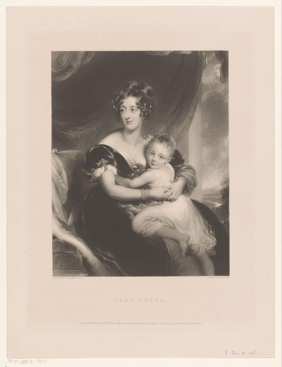 Portret van Georgiana Agar-Ellis Lady Dover (tytuł na obiekcie) autorstwa George Henry Phillips