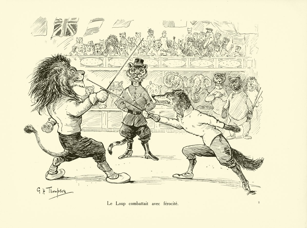 Le Loup combattait avec ferocite (litografia) autorstwa George Henry Thompson