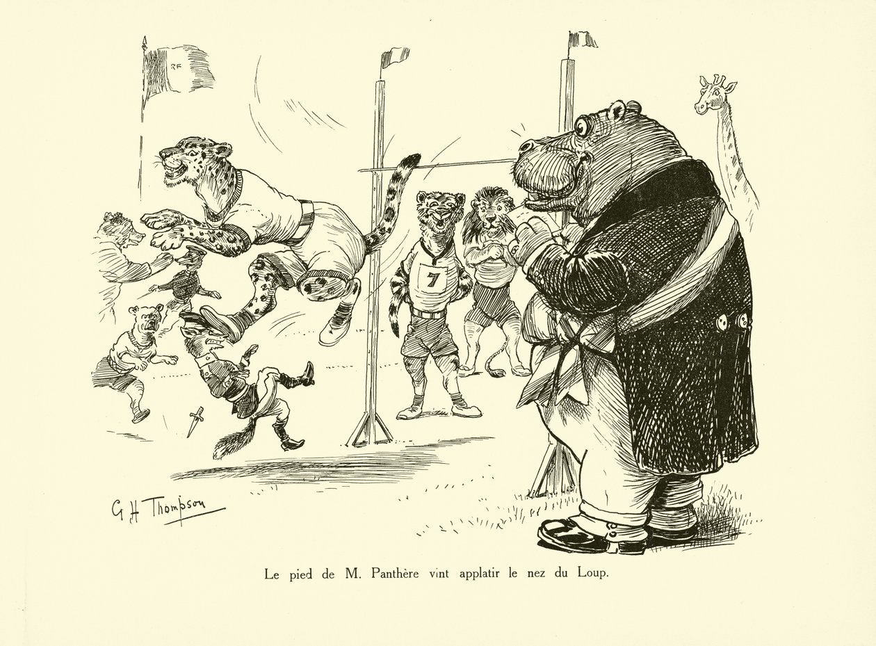 Stopa Pana Pantery spłaszczyła nos Wilka (litografia) autorstwa George Henry Thompson