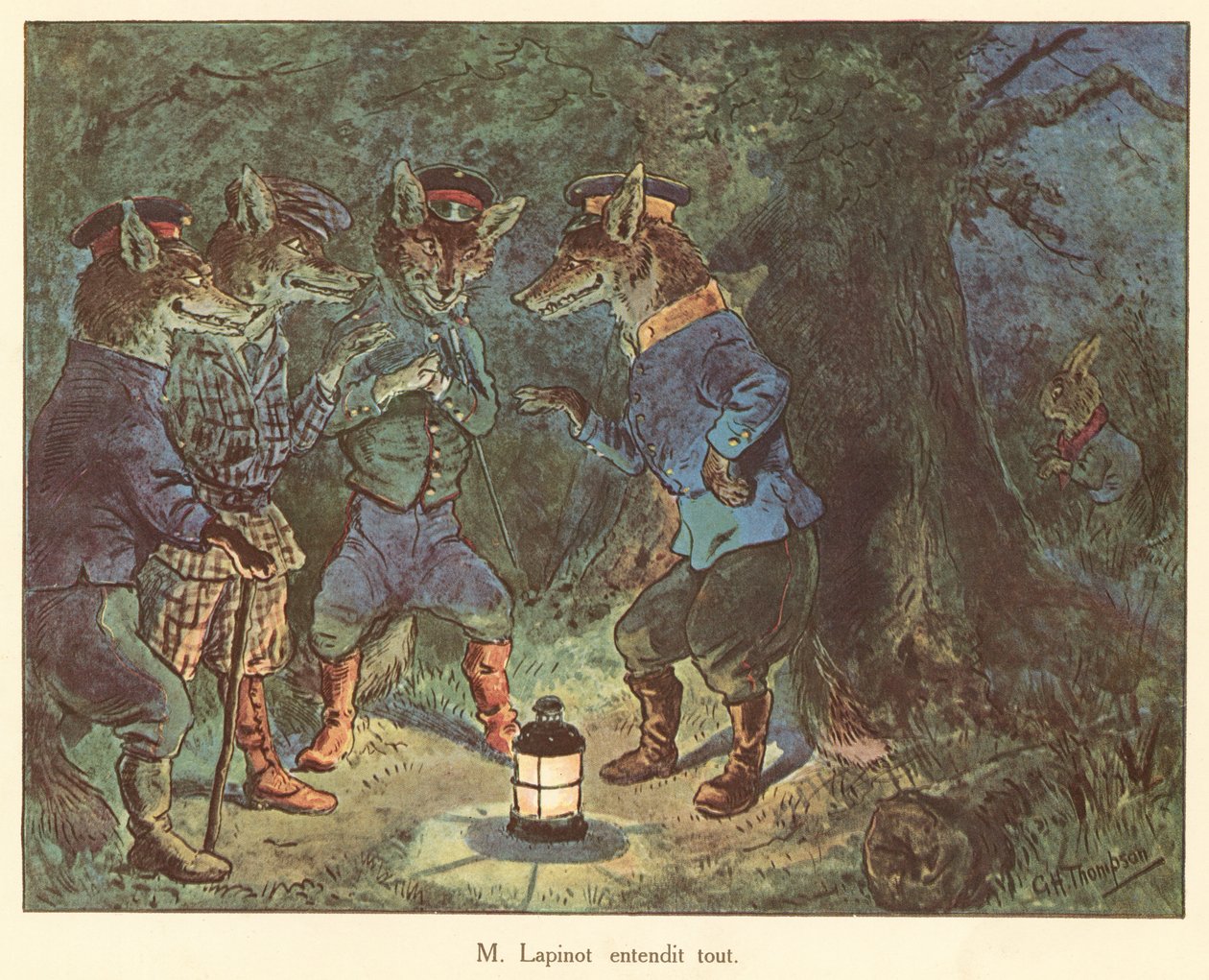 M Lapinot słyszał wszystko (kolorowa litografia) autorstwa George Henry Thompson