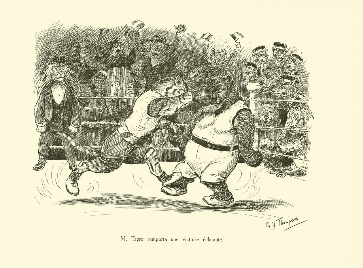 M Tigre odniosło zdecydowane zwycięstwo (litho) autorstwa George Henry Thompson