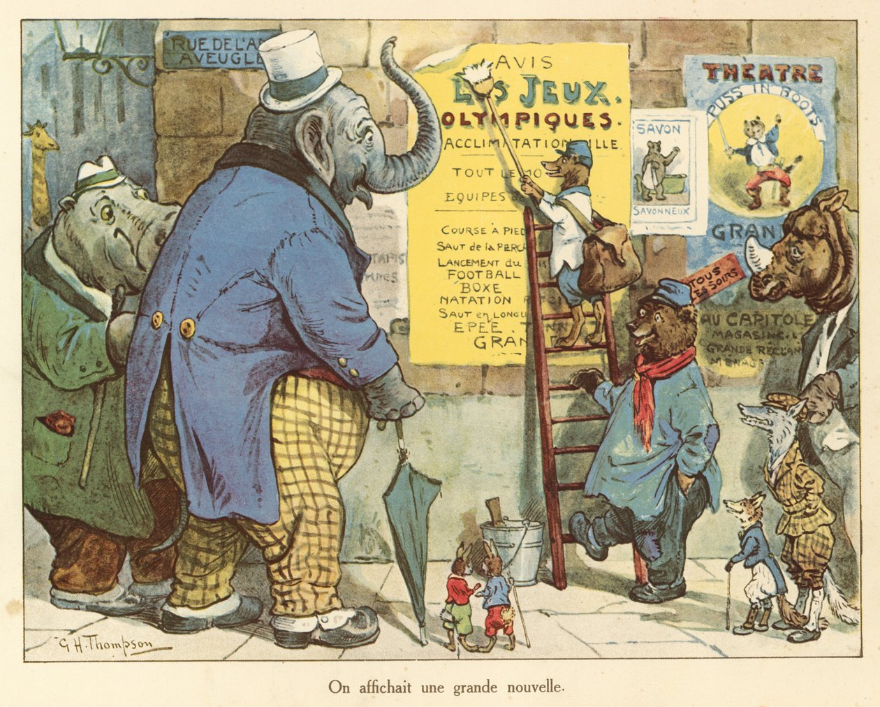 Opublikowaliśmy kilka ważnych wiadomości (kolorowa litografia) autorstwa George Henry Thompson