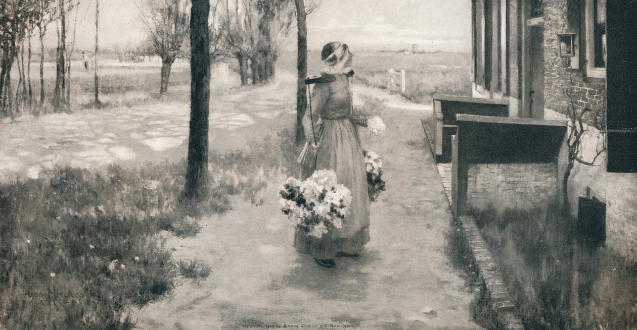 Dziewczyna z kwiatów w Holandii, 1887, 1912 autorstwa George Hitchcock