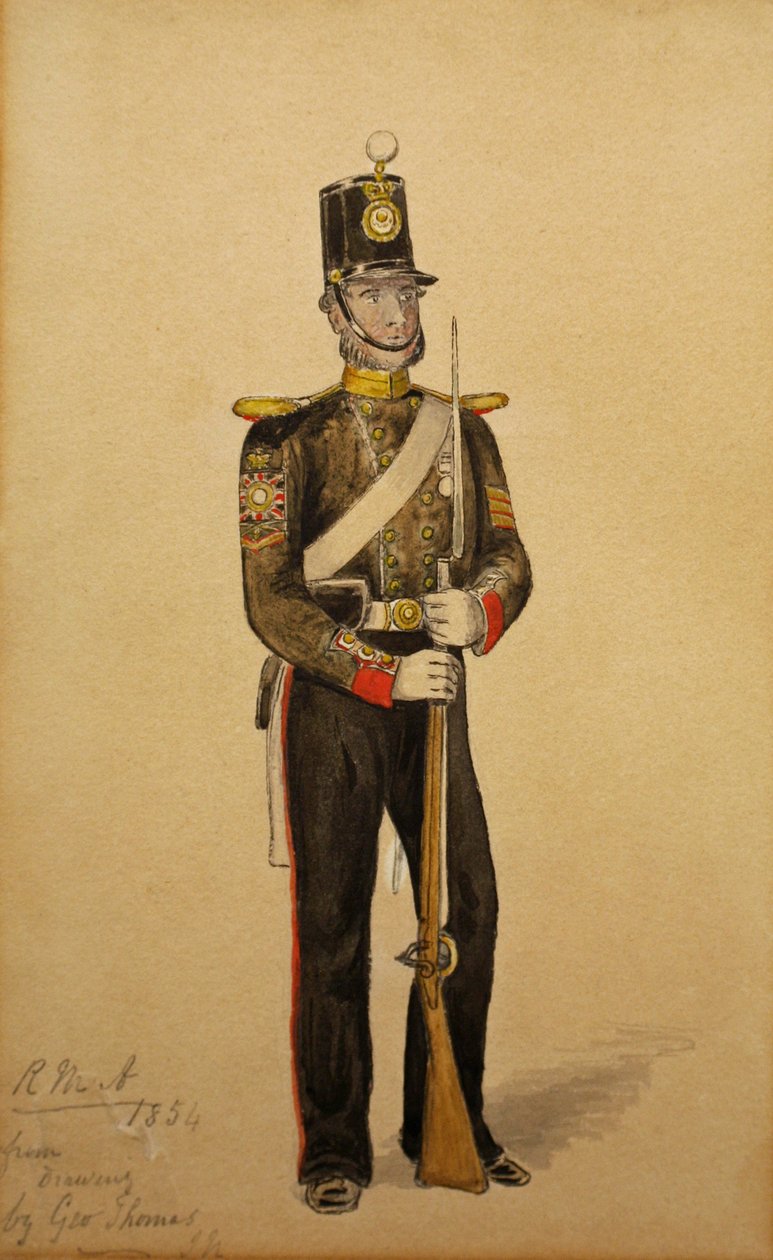 Kolorowy sierżant Królewskiej Artylerii Morskiej, 1854 (wc na papierze) autorstwa George Housman Thomas