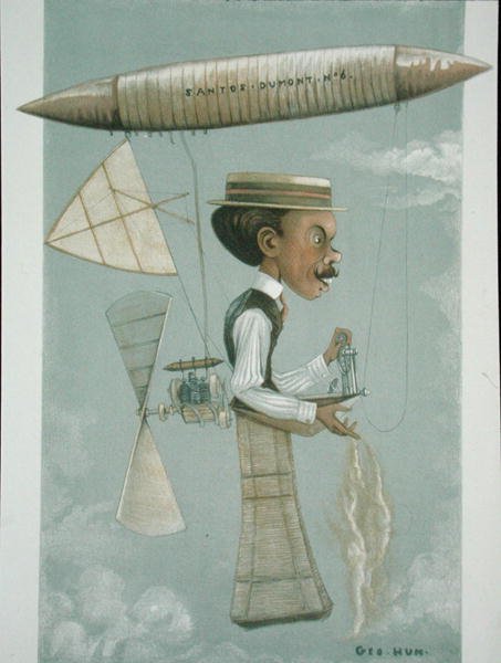 Alberto Santos-Dumont (1873-1932), ilustracja z „Men of the Day”, magazyn „Punch” (kolor lito) autorstwa George Hum