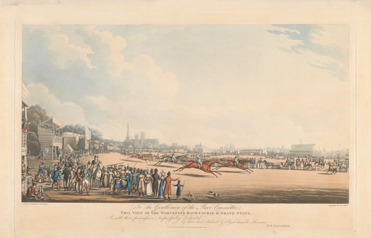 Widok na tor wyścigowy Worcester i trybunę autorstwa George Hunt