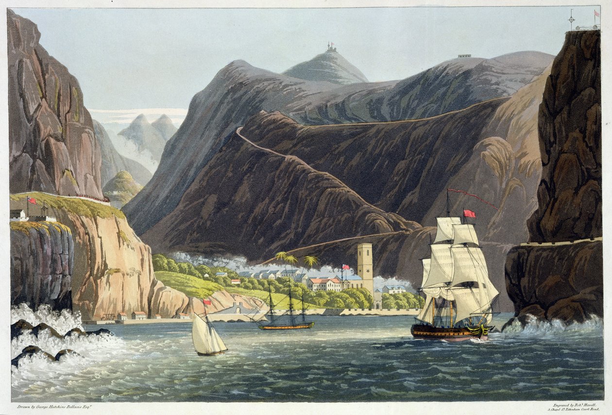 Drogi, Św. Helena, sztychowany przez Roberta Havella (1793-1878) 1815 (kolor grawerowany) autorstwa George Hutchins Bellasis