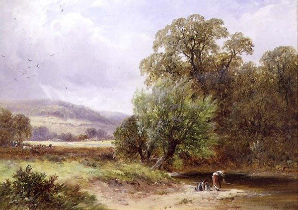 Potok koło Barrow (olej na płótnie) autorstwa George II Turner