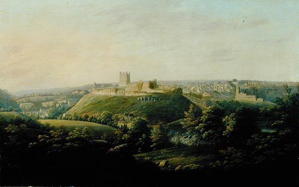 Rozległy widok na Richmond, Yorkshire (olej na płótnie) autorstwa George I Cuitt