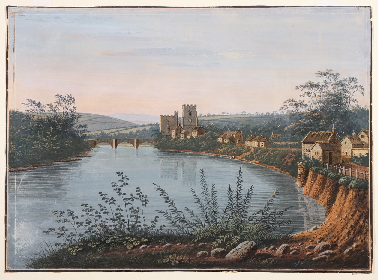 West Tanfield nad rzeką Ure w Yorkshire autorstwa George I Cuitt
