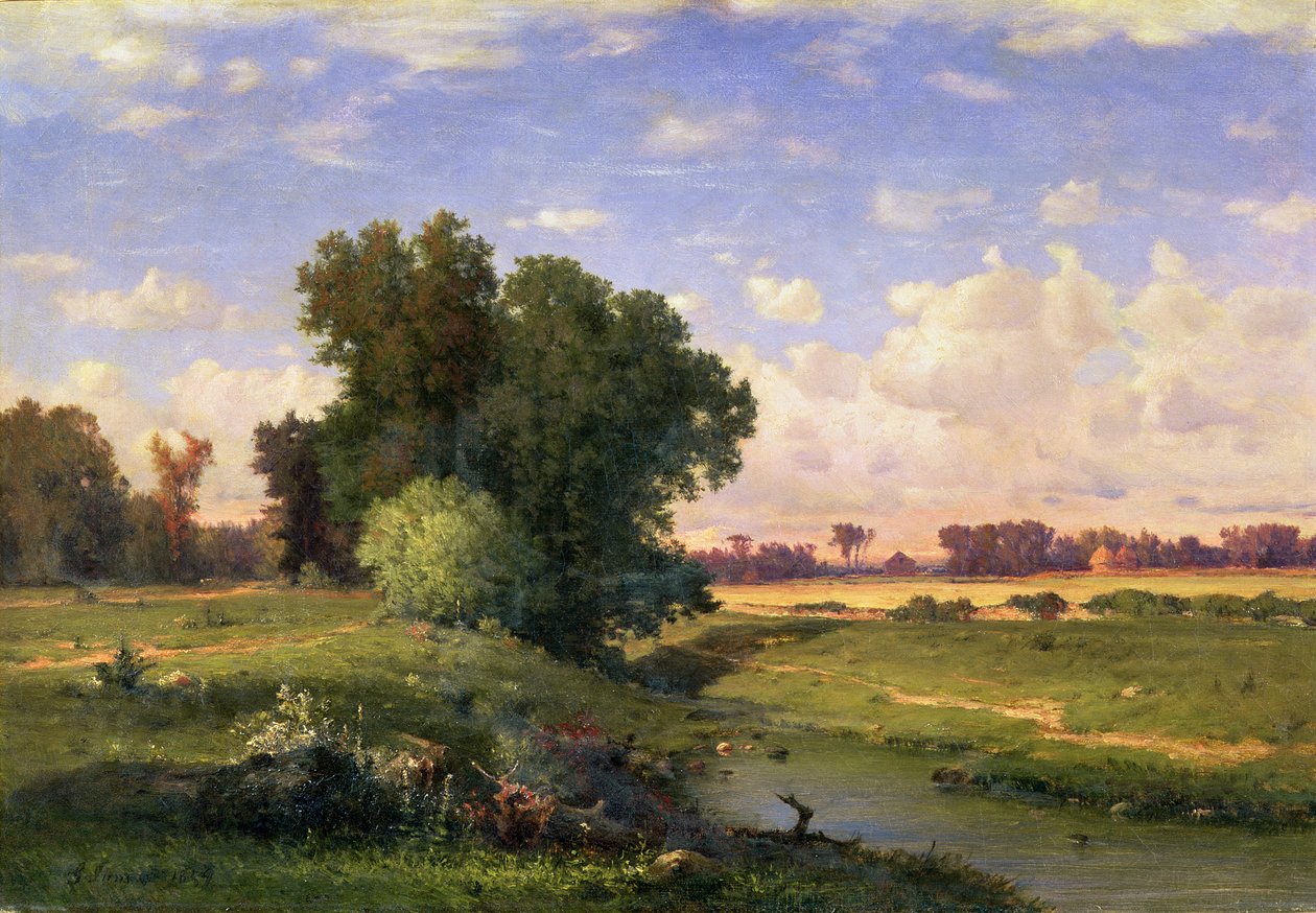 Łąki Hackensack, zachód słońca, 1859 autorstwa George Inness