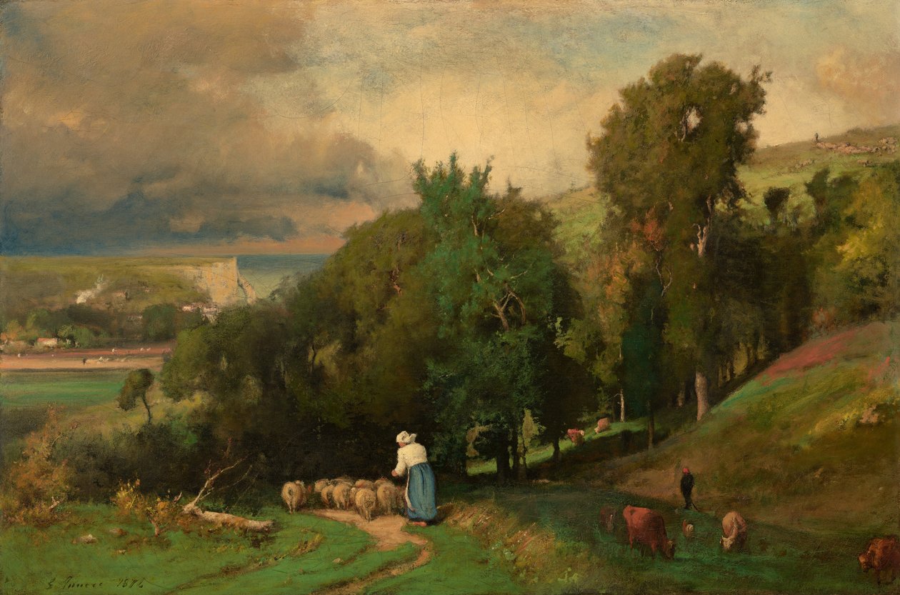 Skrótka droga w Étretat autorstwa George Inness