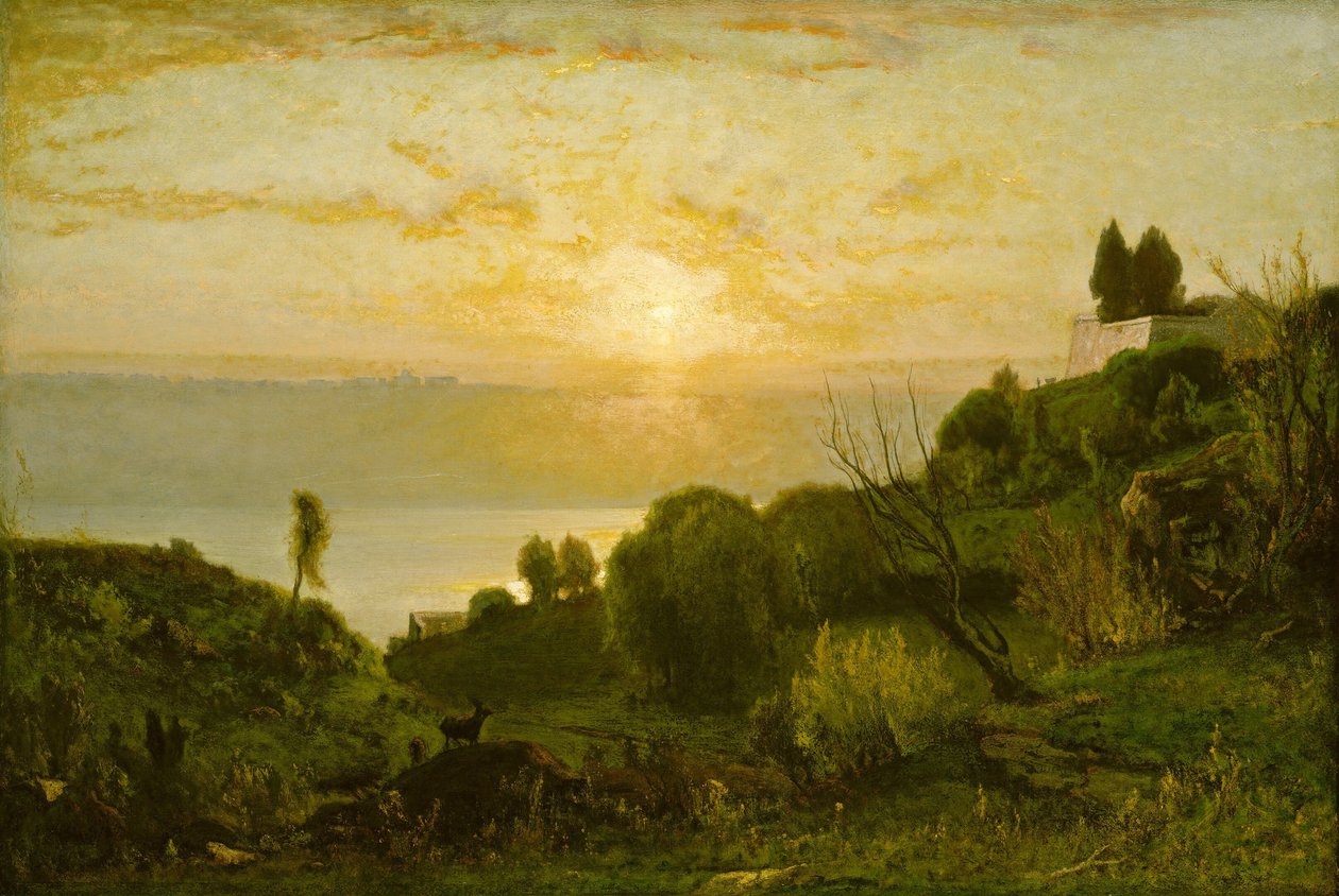 Jezioro Albano, zachód słońca autorstwa George Inness