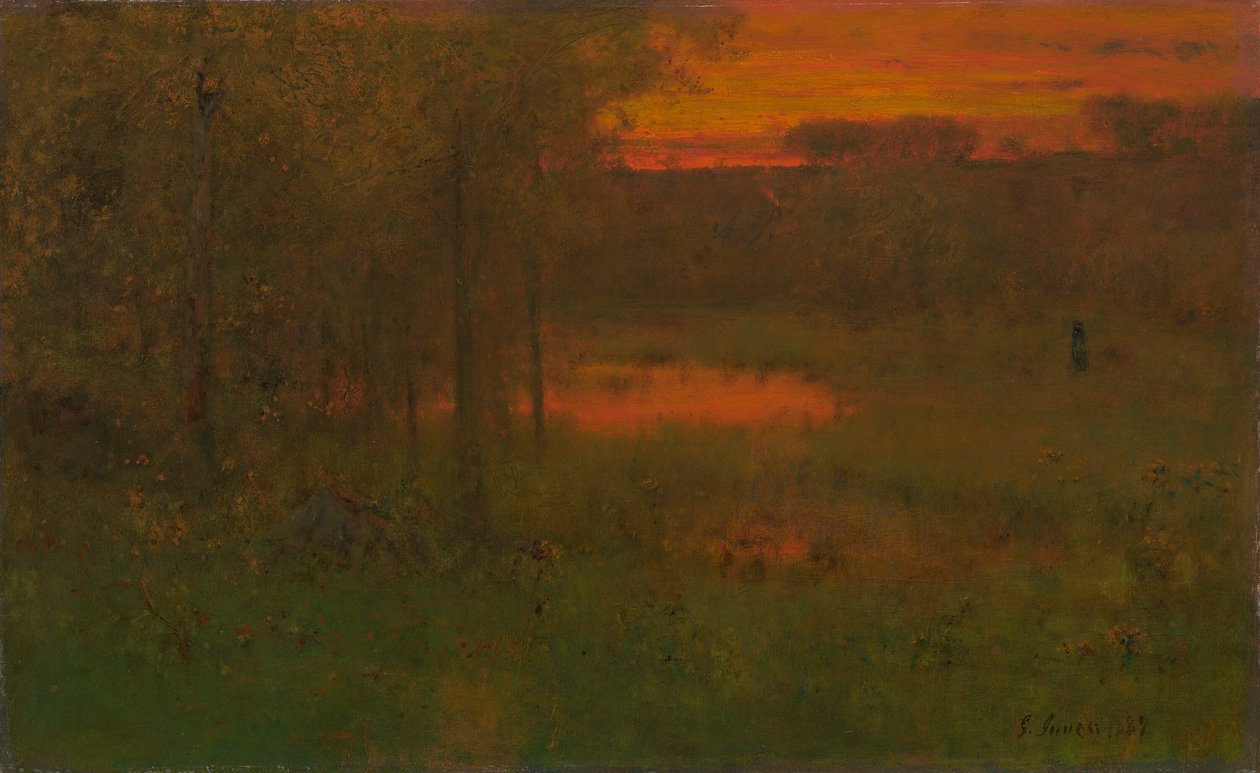 Krajobraz, Zachód słońca autorstwa George Inness