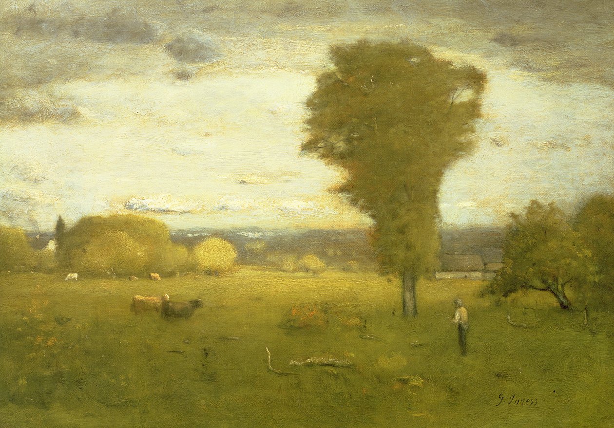 Pastwisko oświetlone słońcem autorstwa George Inness