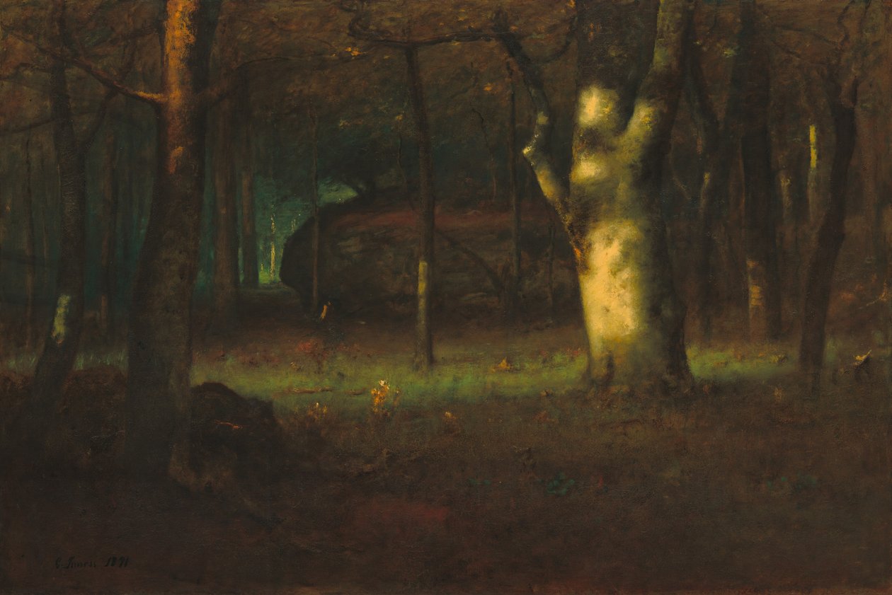 Zachód słońca w lesie autorstwa George Inness