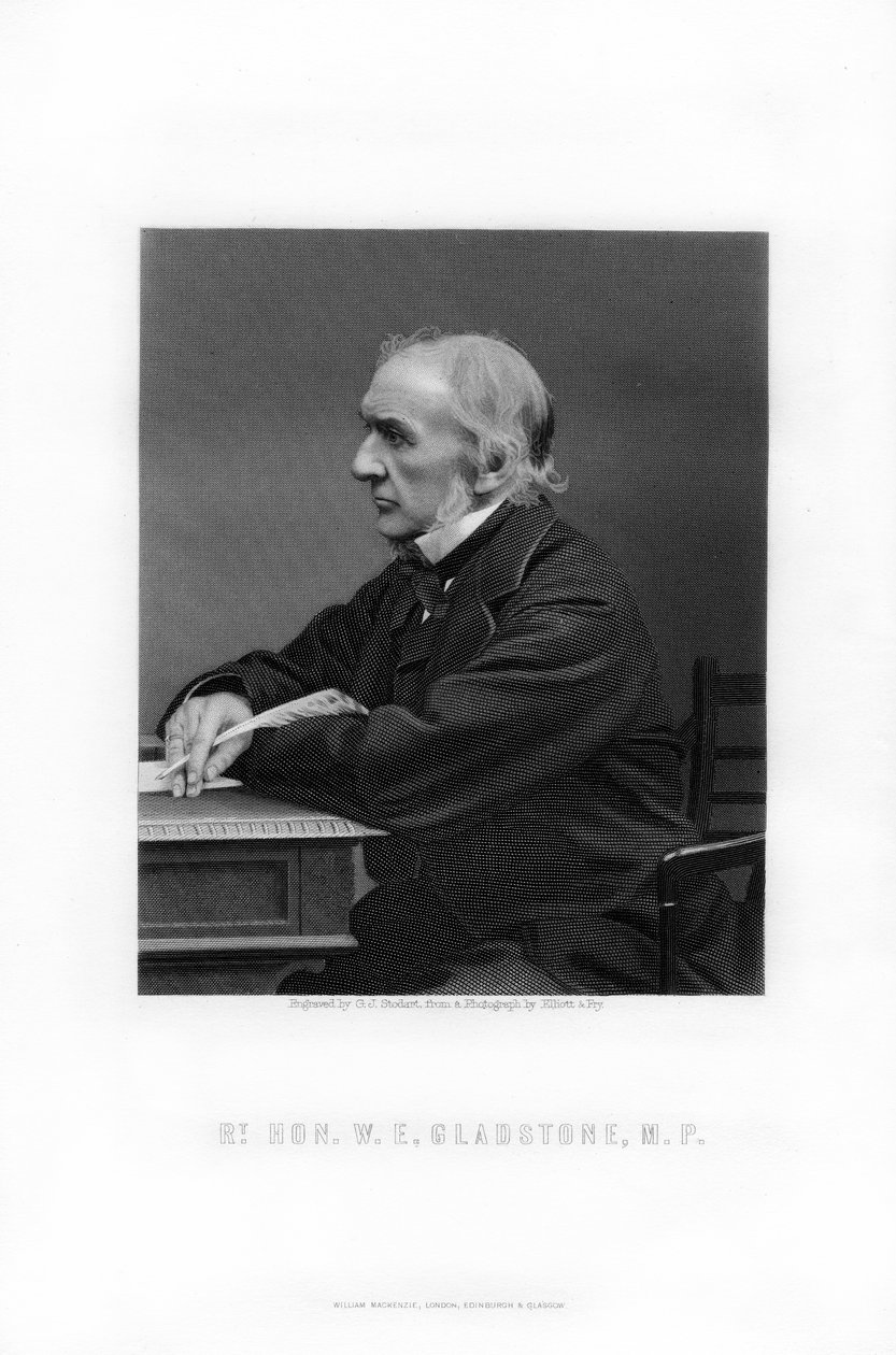 William Ewart Gladstone, mąż stanu i premier Brytyjskiej Partii Liberalnej, 1893. autorstwa George J. Stodart