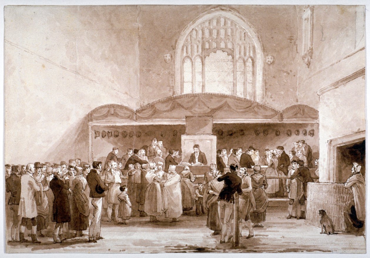 Widok wnętrza kaplicy Guildhall, City of London, 1817 autorstwa George Jones
