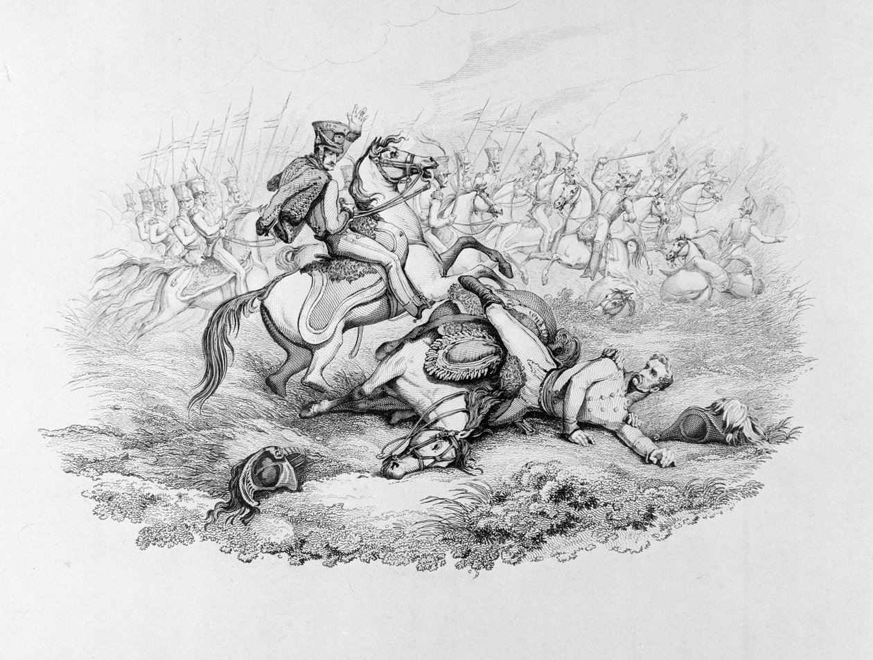?Pamiętna bitwa pod Waterloo – niebezpieczna sytuacja marszałka Blüchera w bitwie pod Ligny, 1815? autorstwa George Jones