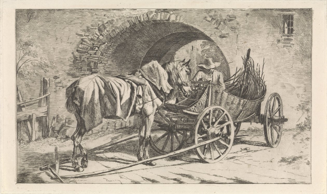 Wagon węgla przy bramie Wagon węglowy (tytuł serii) autorstwa George Jooss