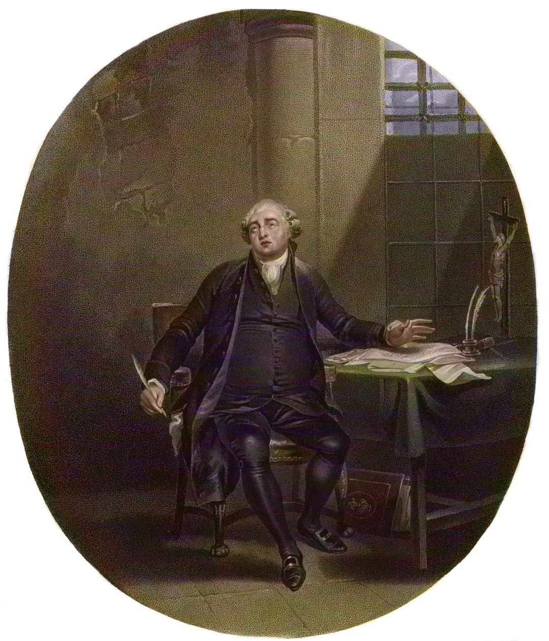 Ludwik XVI (1754-93 w świątyni 1792 - Ludwik XVI, król Francji) autorstwa George Keating