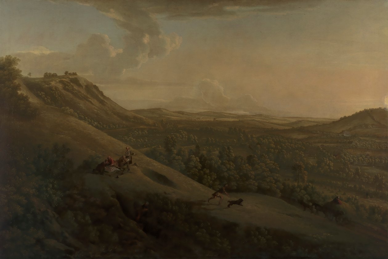 Box Hill, Surrey, z Dorking w oddali autorstwa George Lambert