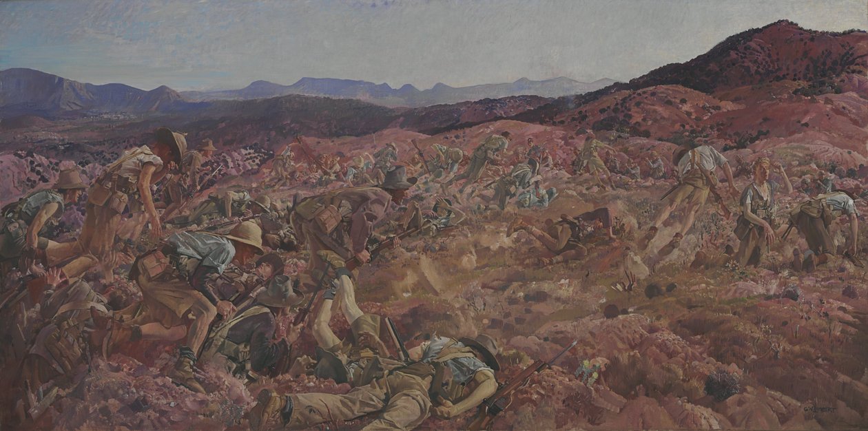 Szarża 3. Brygady Konnej Lekkiej nad Nek, 7 sierpnia 1915 r autorstwa George Lambert