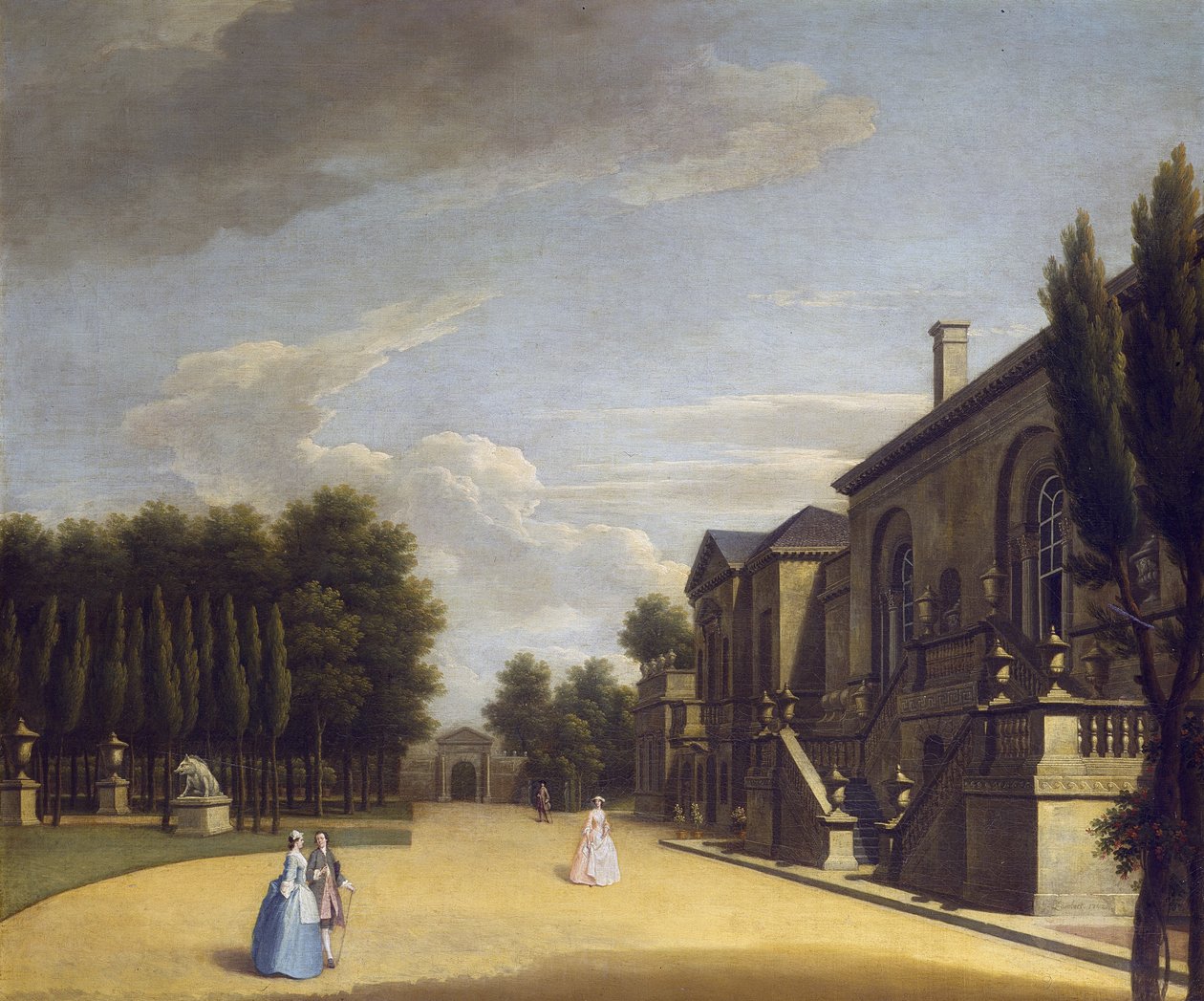 Widok willi Chiswick od tyłu do bramy Inigo Jones autorstwa George Lambert