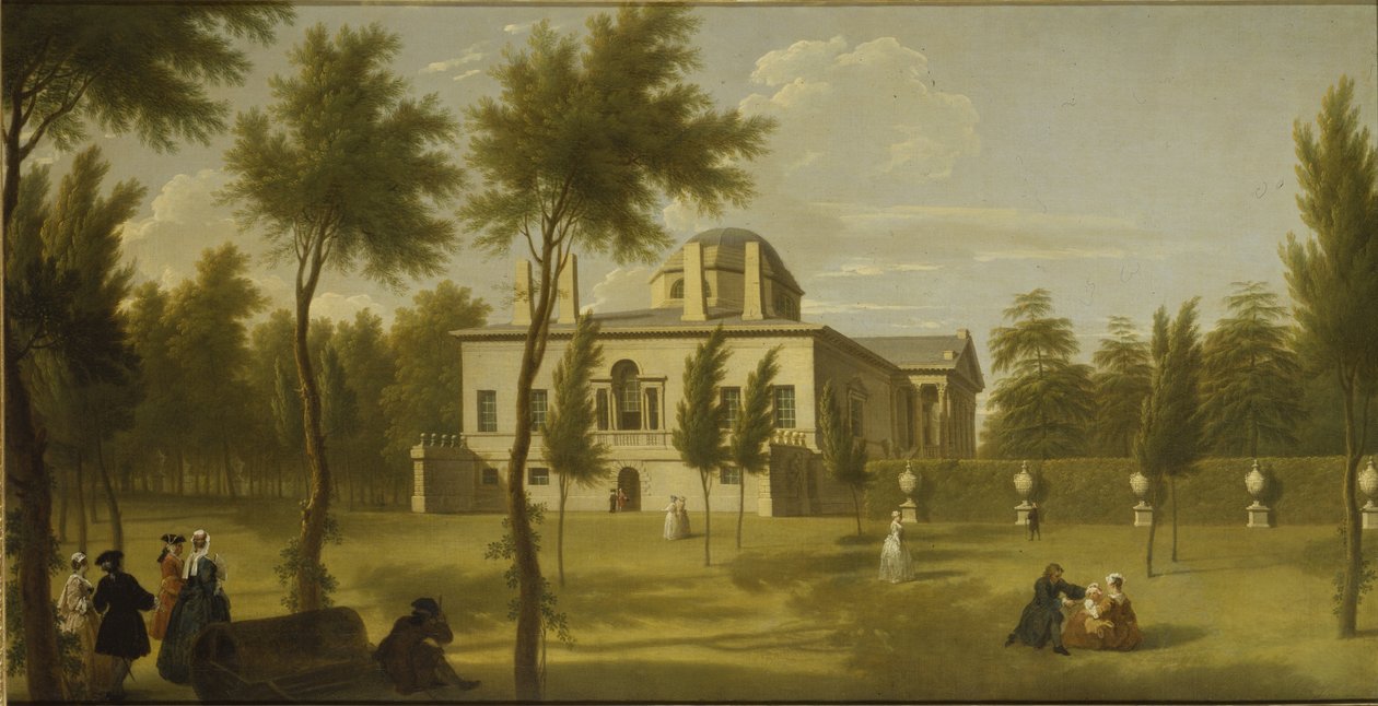 Widok willi Chiswick z trawnika, ok. 1735 (olej na płótnie) autorstwa George Lambert