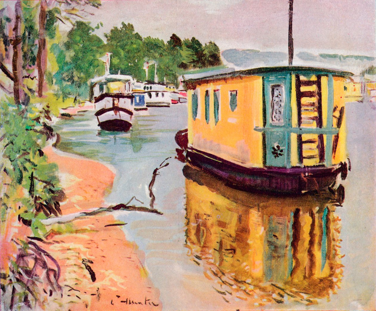 Łodzie mieszkalne, Loch Lomond, ok. 1924 autorstwa George Leslie Hunter