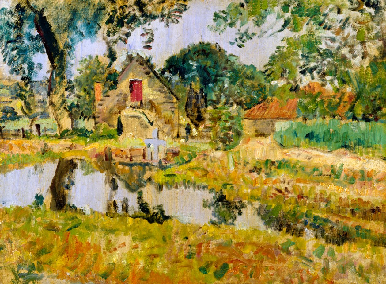 Stary Młyn, Fifeshire (olej na płótnie) autorstwa George Leslie Hunter