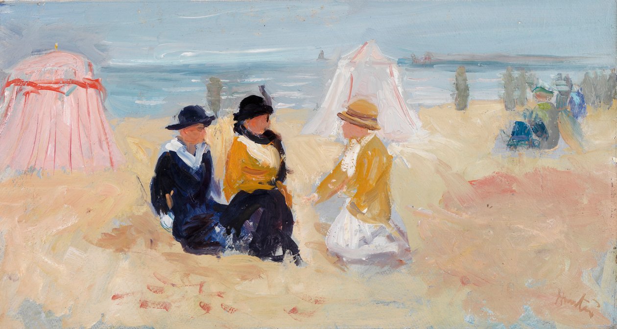 Na brzegu, ok. 1910-14 (olej na płycie pilśniowej) autorstwa George Leslie Hunter