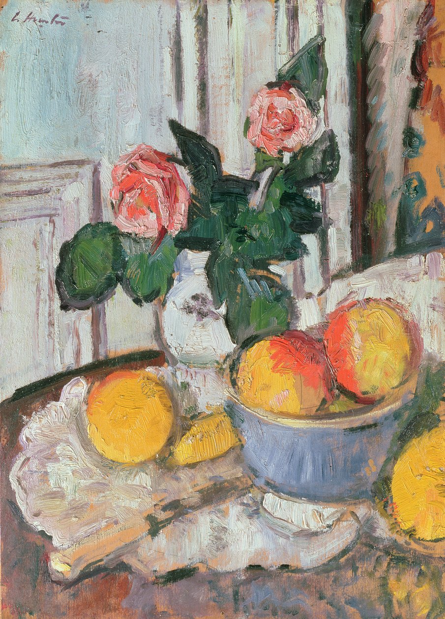 Róże i owoce autorstwa George Leslie Hunter