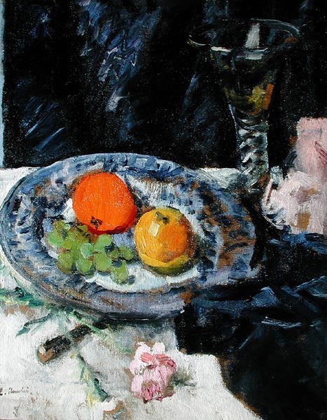 Martwa natura z owocami (olej na płótnie) autorstwa George Leslie Hunter