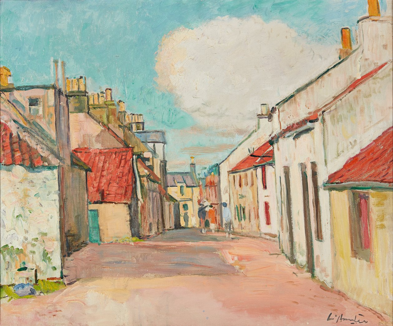 Scena uliczna, Largo (olej na płótnie) autorstwa George Leslie Hunter