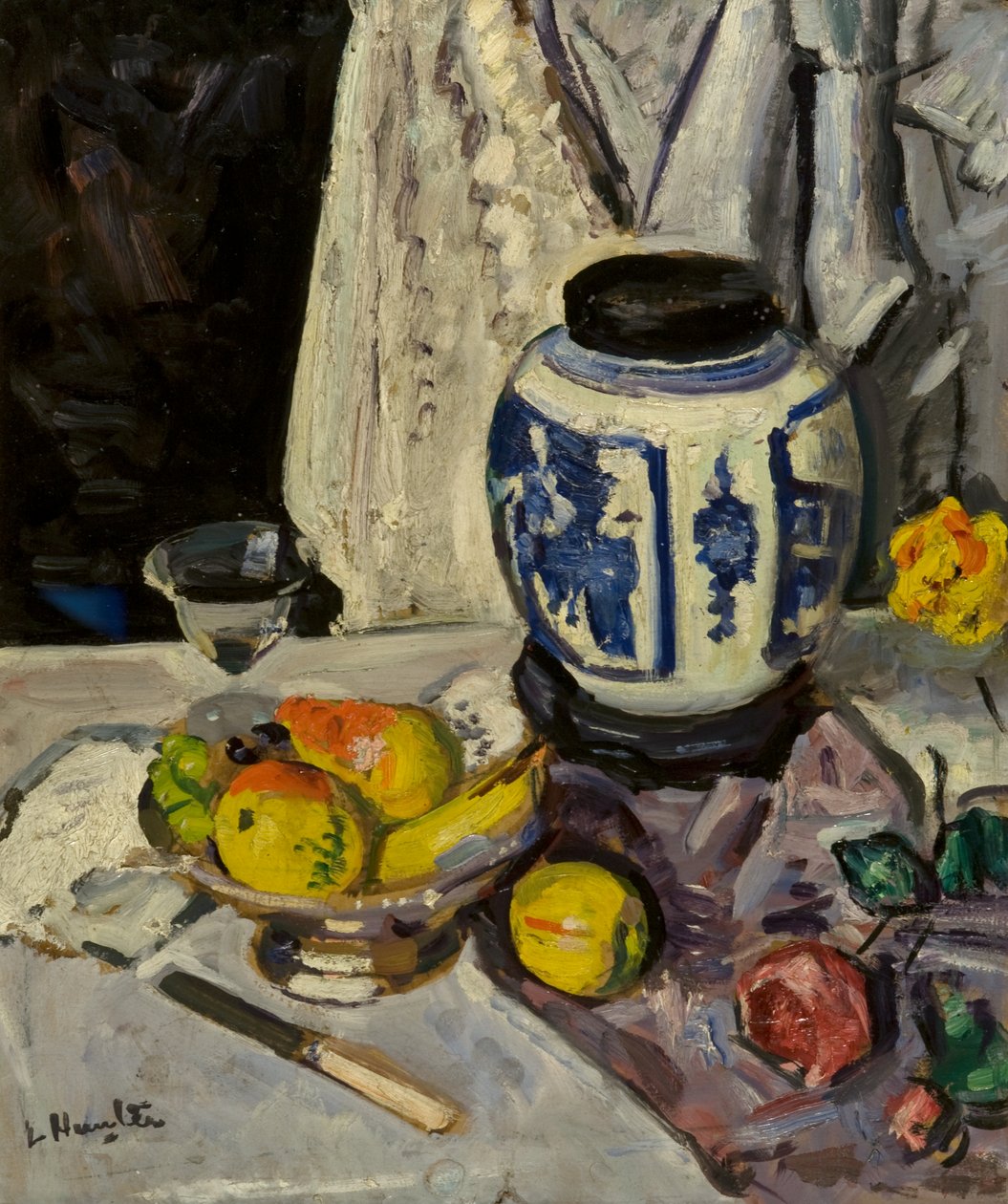 Wielki Słoik Imbiru, ok. 1920 (olej na pokładzie) autorstwa George Leslie Hunter