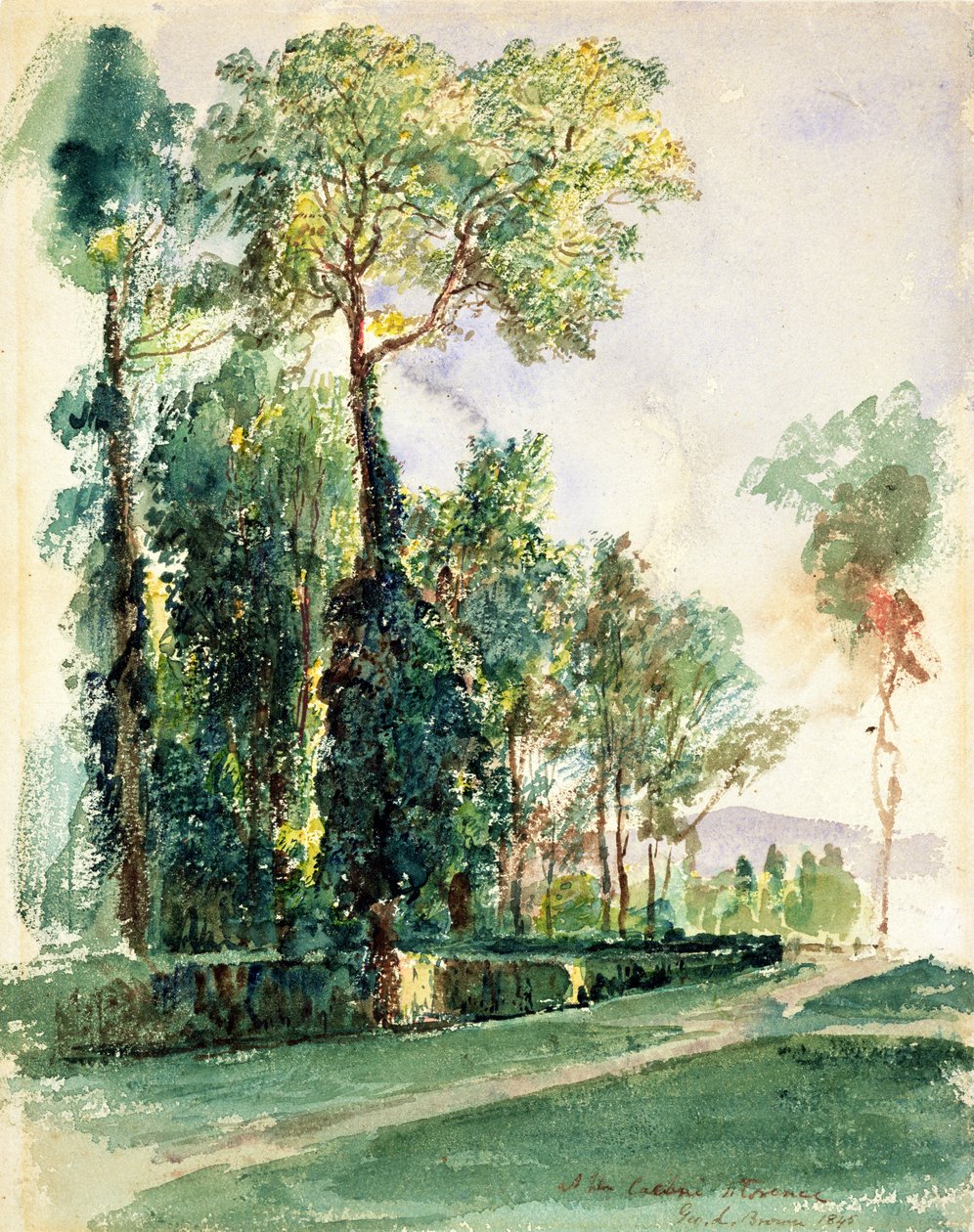 W Cascine, Florencja, 1845 (wc na papierze) autorstwa George Loring Brown