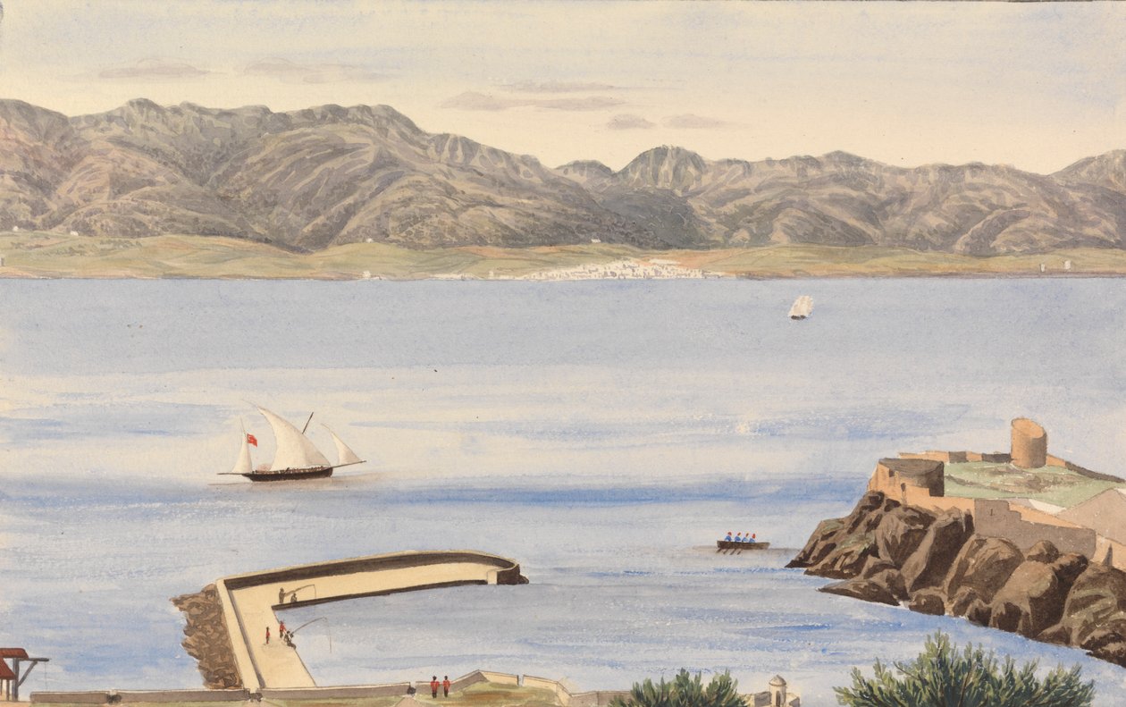 Rosia Bay, Gibraltar i Algeciras, Hiszpania autorstwa George Lothian Hall