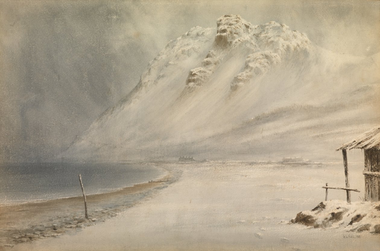 Burza śnieżna w Penmaenmawr, Północna Walia autorstwa George Lothian Hall