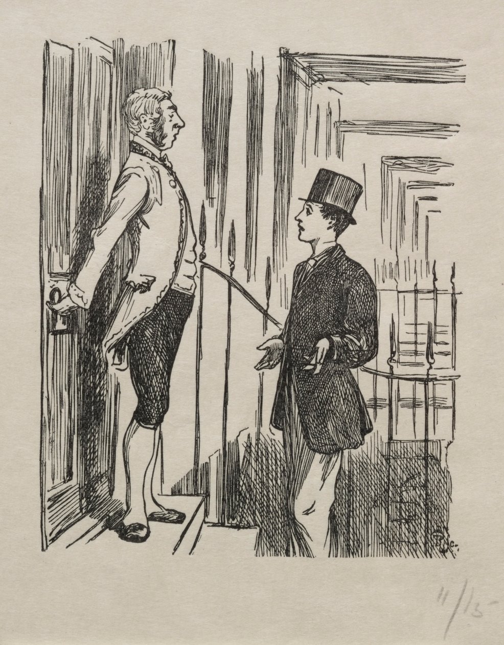 Coelebs w poszukiwaniu koperty Mulready, 1865. autorstwa George Louis Palmella Busson Du Maurier