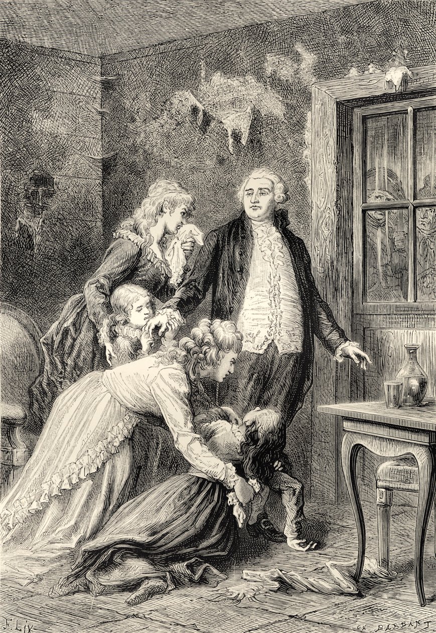 Pożegnanie króla z rodziną w styczniu 1793 (rycina) autorstwa Bartolome Esteban and studio Murillo