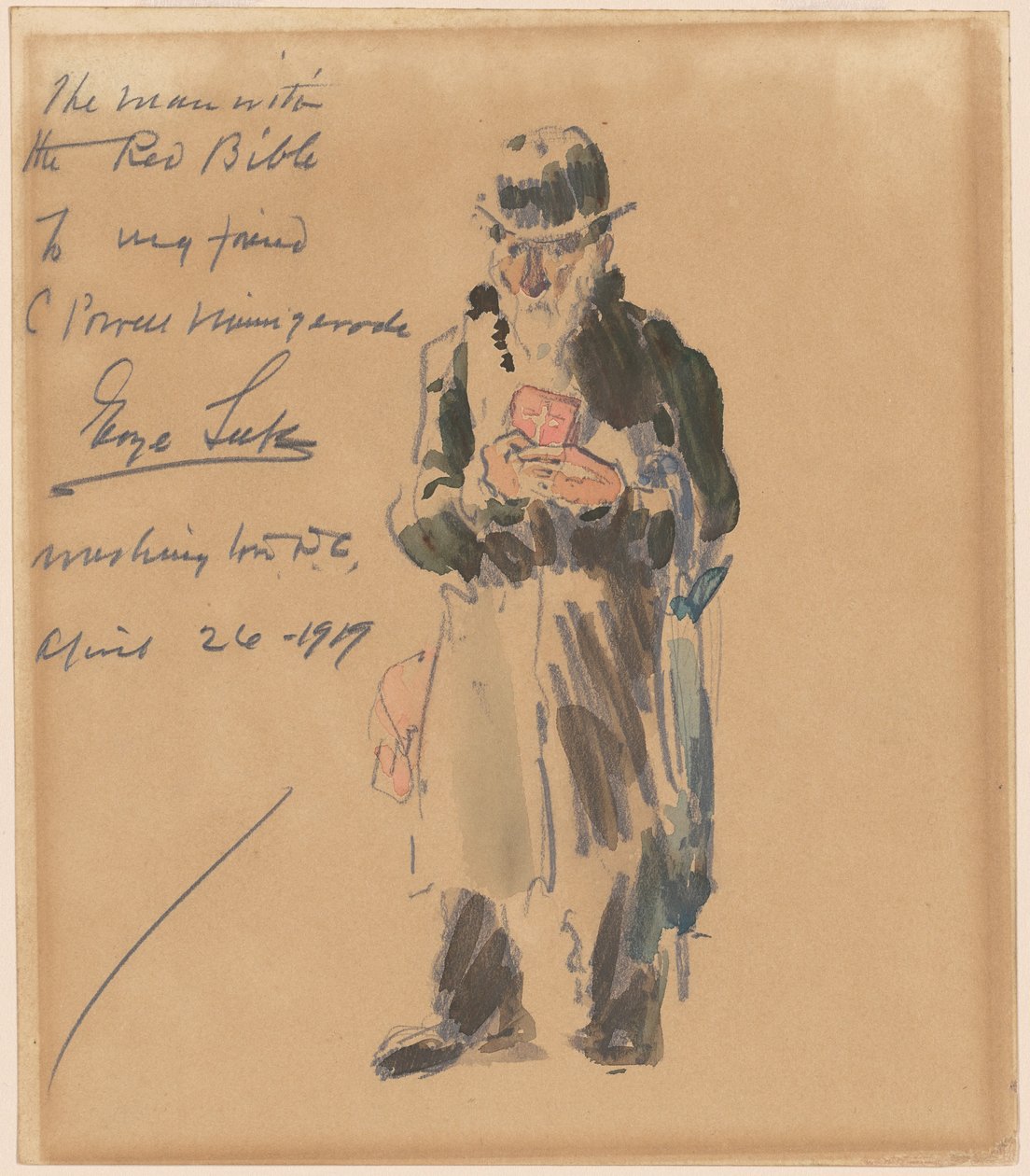 Człowiek z czerwoną Biblią autorstwa George Luks
