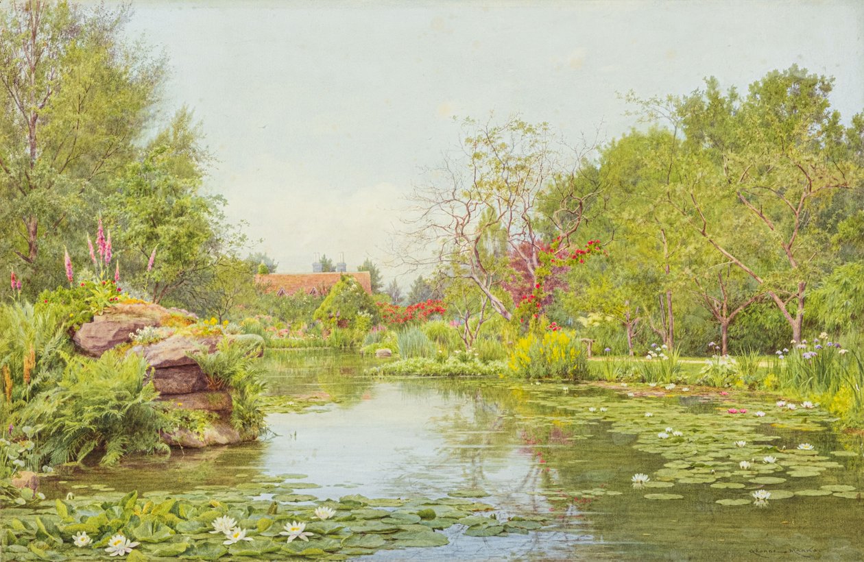 Staw z liliami (akwarela) autorstwa George Marks