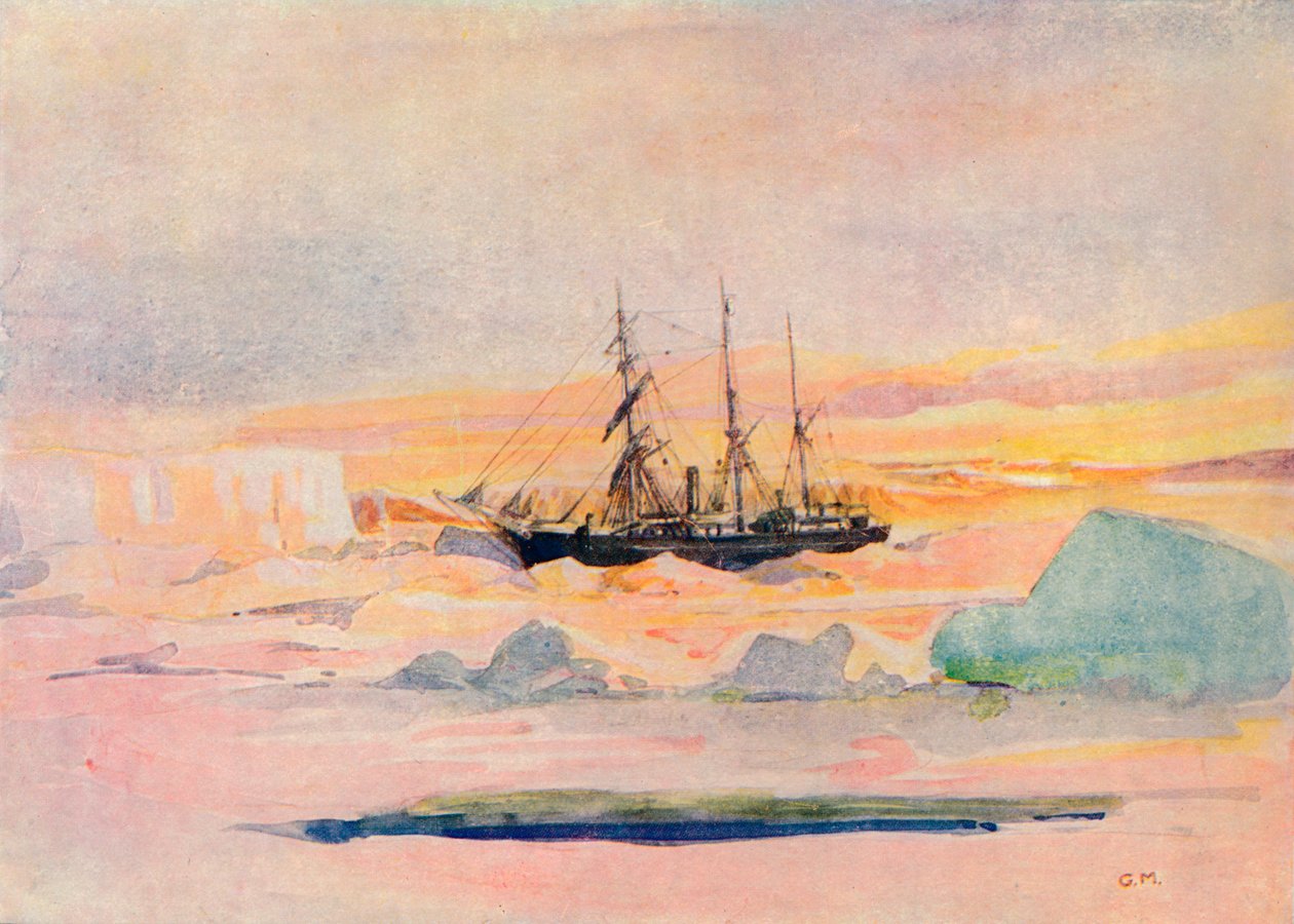 Statek Shackletonów, Nimrod, w McMurdo Sound, 1909, 1912 autorstwa George Marston