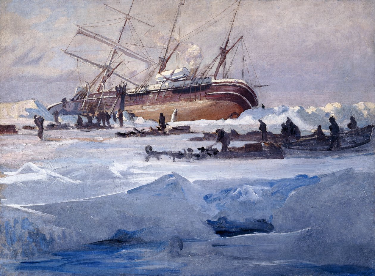 Endurance zgnieciony w lodzie Morza Weddella, październik 1915 r. autorstwa George Marston