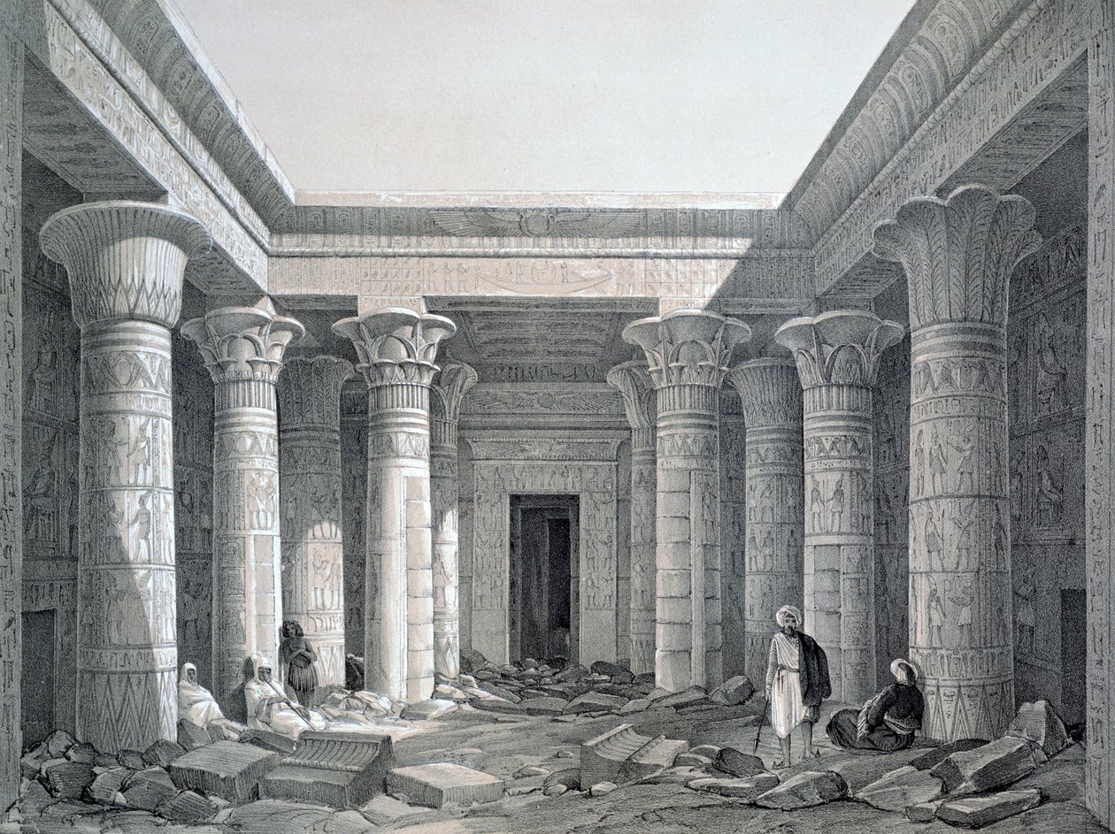 Dziedziniec Wielkiej Świątyni, Philae, Egipt, 1843 autorstwa George Moore