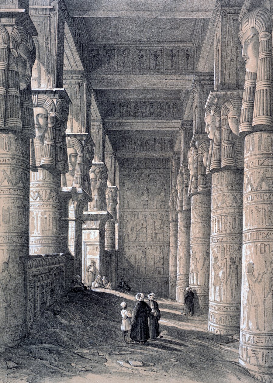 Wnętrze Wielkiej Świątyni, Denderah, Egipt, 1843 autorstwa George Moore