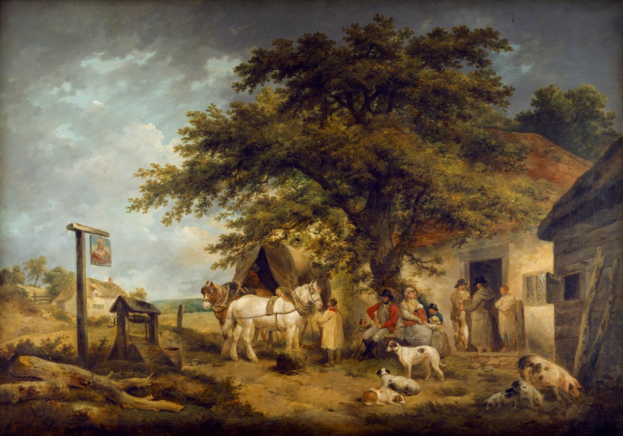 „Zatrzymanie żołnierza i jego rodziny”, c1795-c1800 autorstwa George Morland