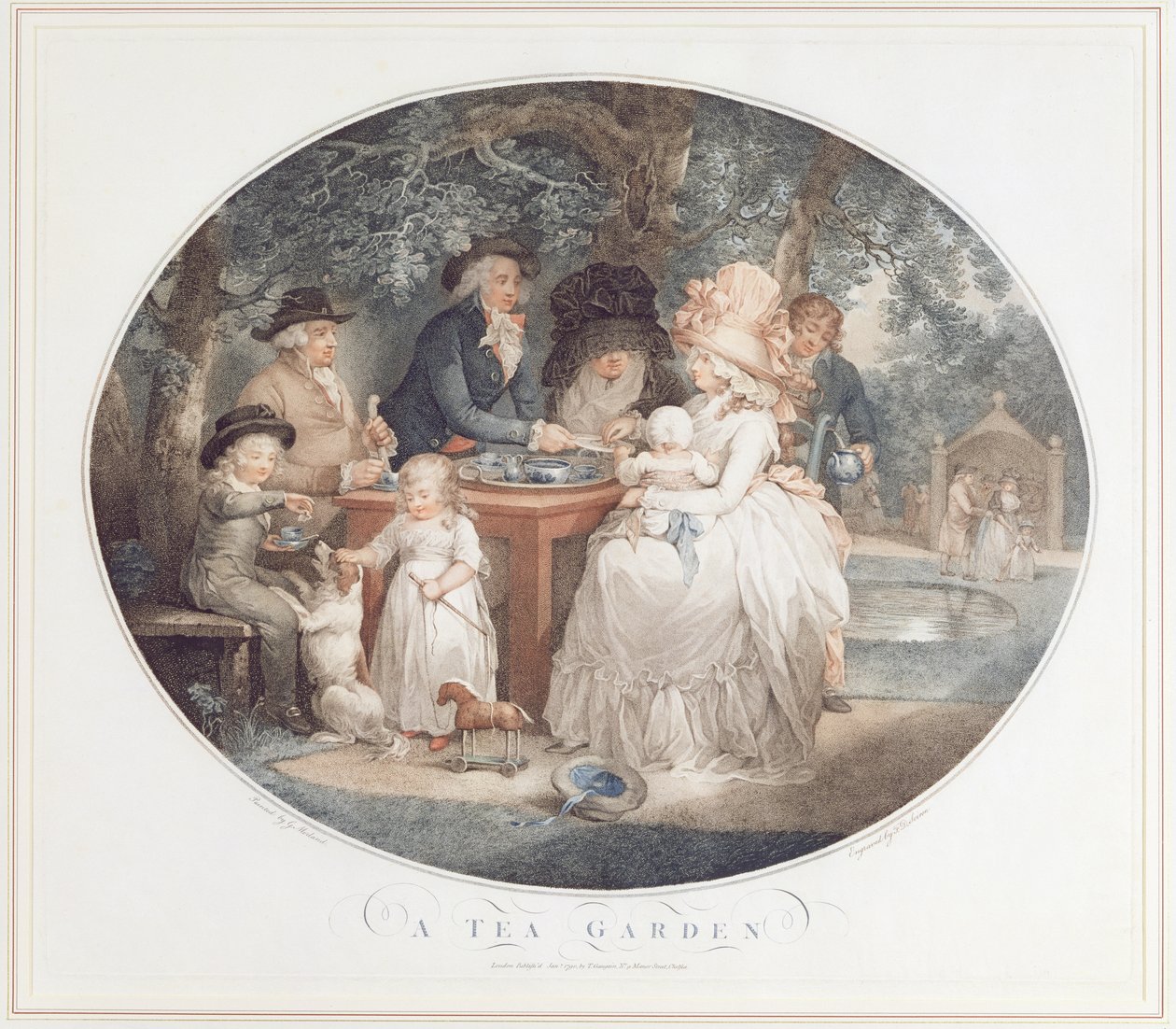 Herbaciany ogród, kolorowa kropka grawerowana wg Morlanda autorstwa Francois David Sarona (ur. 1764) autorstwa George Morland